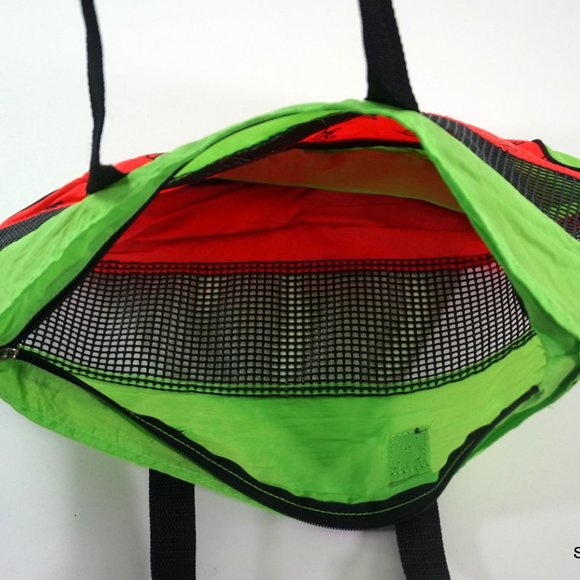 Vintage 80s Neon Green Pink Black Surf Rags Beach Bag 10.5 x 17.5" - Picture 7 of 7